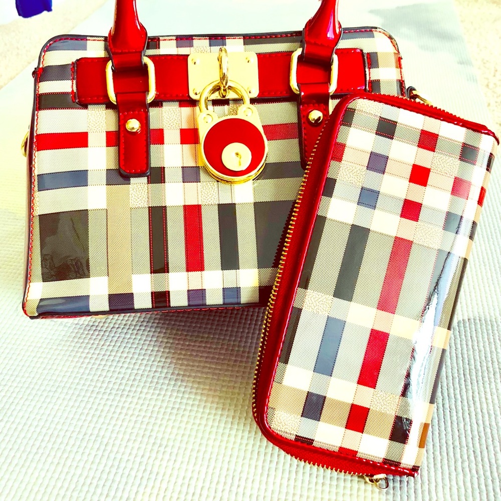 Burb Plaid Bag and Wallet Set